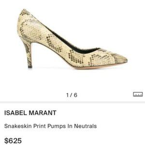 Isabel Marant Sz 38 Snake Embossed Leather Pump Heels Shoes Pointy Toes $625 NEW